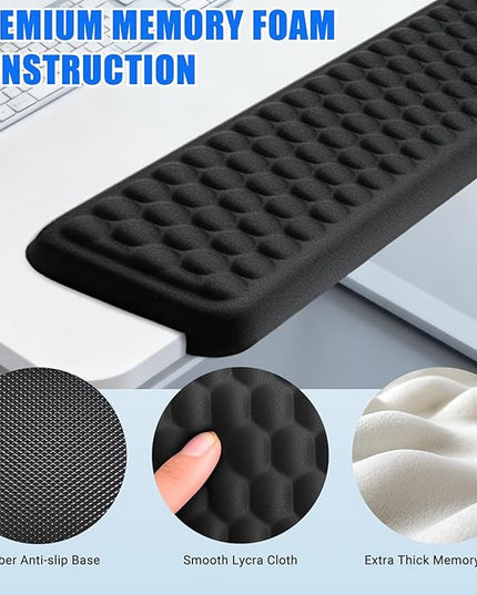 L-Shaped Desk Elbow Pad，Arm Rest for Desk 2-Piece Ergonomic Wrist Rest with Non-Slip Base Memory Foam Elbow Support Padding for Computer Keyboard, Office and Home (Fabric)