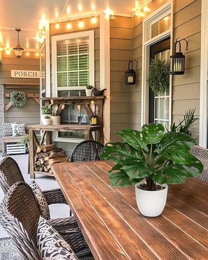 Hollyone Artificial Monstera Plant Faux Monstera Plant Potted Fake Tropical Plants Potted for Indoor Outdoor Home Desk Office Garden Farmhouse Decoration