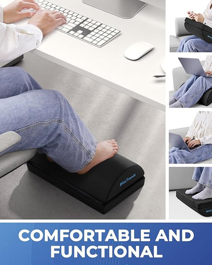 BlissTrends Foot Rest for Under Desk at Work-Versatile Foot Stool with Washable Cover-Comfortable Footrest with 2 Adjustable Heights for Car,Home and Office to Relieve Back,Lumbar,Knee Pain-Black
