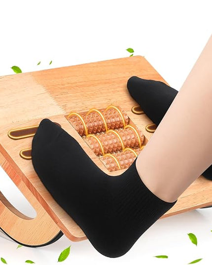 ONUEMP Foot Rest for Under Desk at Work, Wooden Small Foot Stool Footrest with Roller Massager, Ergonomic Rocking Office Footstool Desk Stool for Feet, Leg Rest Rocker Stand for Chair Computer Gaming