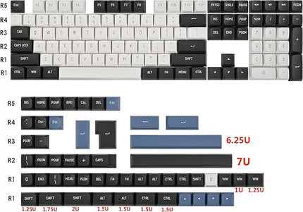 Guffercty kred 160 Keys CSA Keycap PBT Double-Shot Ball Shape Custom Keycaps Set with 6.25u/7u Spacebar for ANSI & ISO Layout Cherry MX Gateron Kailh Switches(Arctic-CSA)
