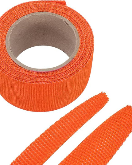 MECCANIXITY Braided Cable Sleeves Heat Shrinkable Fabric Sleeving, 1 1/4" 10ft Orange 2:1 Ratio Heat Shrinkable Cord Protector for Harness Cable, Network Cable Protection, Cable Management