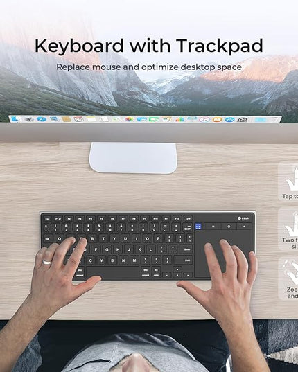 CZUR Portable Computer Keyboard with Trackpad, Rechargeable Bluetooth Keyboard with Touchpad, Wireless Ultra Slim Keyboard for PC/Laptop/Tablet/Phone, for Windows/Android