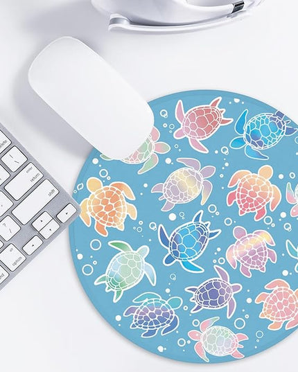 Sea Turtles Round Mouse Pad,Funny Small Mouse Pad with Non-Slip Rubber Base,Mouse Mat,Home Office Decor Desk Accessories,8.7inch Round Mouse Pad 3