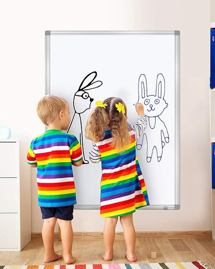 H-Qprobd Dry Erase Board for Wall Aluminum Presentation Magnetic Whiteboard with Long Pen Tray, Wall-Mounted White Board for School, Office and Home (40"x28")