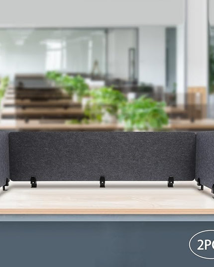 2 Pack Acoustic Desk Divider 59 x 16 Inch No Drilling Clamp-On Privacy Shields Panel Freestanding Desk Divider Desktop Sound Proof Dividers for Office Libraries School Student Desks
