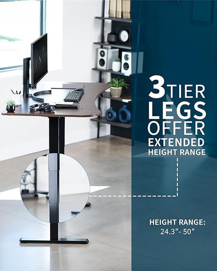 VIVO Electric 63 x 32 in Dual Motor Standing Desk, Memory Height Adjustment, 2B Series, Dark Walnut Top Black Frame, DESK-KIT-2B1D