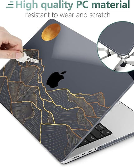 DONGKE Case for M5 MacBook Pro 14 inch 2025 2024-2021 M4 M3 M2 M1, Plastic Hard Shell Cover Compatible with A3434 A3112 A3401 A3185 A2992 A2779 A2442, Retina XDR Display & Touch ID, Abstract Mountain