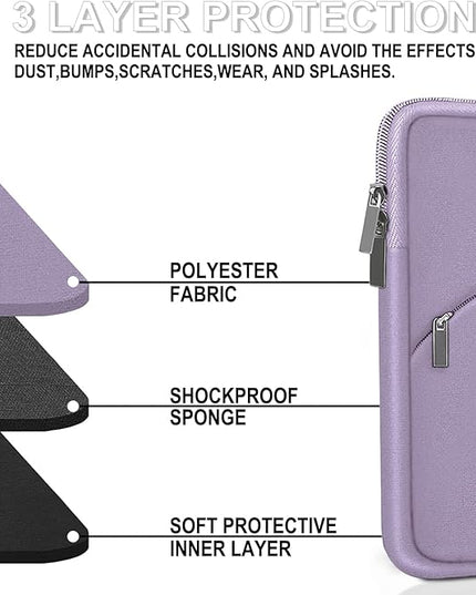 Laptop Sleeve Case 15.6 inch, Durable Portable Monitor Protective Cover with Front Pocket, Traveling Laptop Case Compatible for HP, Dell, Asus, Lenovo, Lavender