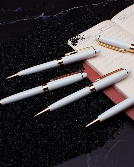 Ancolo Personalized Office Ballpoint Pens - Executive Writing Pen with 10 Black Ink Refill Engraved with Your Message Name Gift Set for Man/Women/Writers/Collection/ 5 PCS/Pack