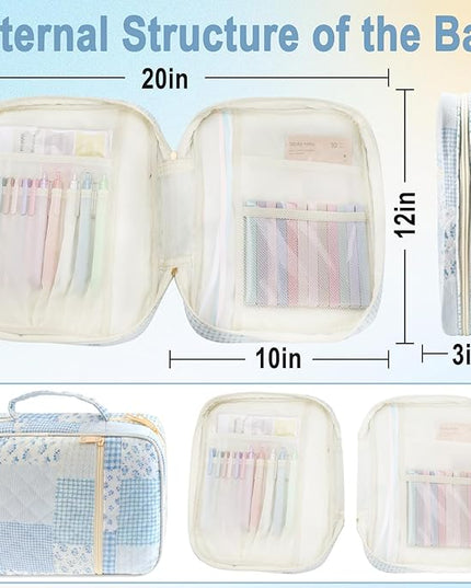 Lestp Bible Cover Case Study Supplies for Women Gifts Large Bible Cover with Highlighters Pens Tabs Cute Quilted Carrying Case Journal Kit Accessories Christian Gifts Sticky Notes D