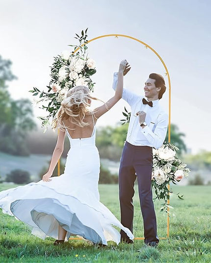 Vincidern 6.6 FT Wedding Arch Backdrop Stand for Parties, Balloon Arch Stand, Wedding Arches for Ceremony, Metal Arch Backdrop Stand for Bridal Baby Showers, Birthday Party Decoration Door Frame Gold