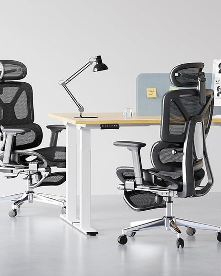 FLEXISPOT ErgoX Premium Ergonomic Office Chair with Footrest- Adjustable 3D Armrests, Dynamic Lumbar Support, Recline & Tilt Function, Mesh Seat, for Home & Office Use,Black