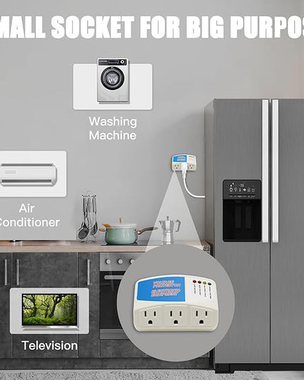 BSEED Surge Protector Power Strip Home Appliance, 3 Outlet Power Surge Protector, Voltage Protector Brownout Surge Refrigerator 1875 Watts, 120V, 15A, 2 Pack
