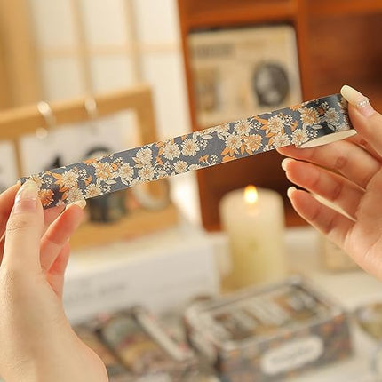 Songdao 12 Rolls Kyoto Charm Washi Tape Set Japanese Arts Adhesive Tapes Geometric Garden Decorative Masking Tape Sets for Craft, Kids, Scrapbook, DIY, Gift Wrapping (Azure Tranquility)