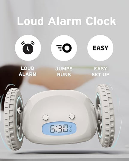 CLOCKY Extra Loud Alarm Clock for Heavy Sleepers on Wheels Rolls Runs Away Vibrating, Easy to Set Super Smart Snooze Digital Bed Shaker Alarm Clock Funny Gift for Adults Kids Teens Bedrooms (Mist)