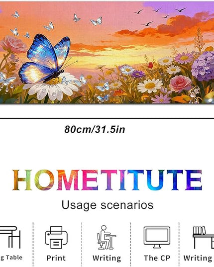 XL Mouse Pad Gaming Mousepad 31.5 x 11.8 Inch Large Keyboard Desktop Mat Diatomite XL Mouse Pad for Home and Office Desk Accessories with Sunset Garden Butterfly Artwork