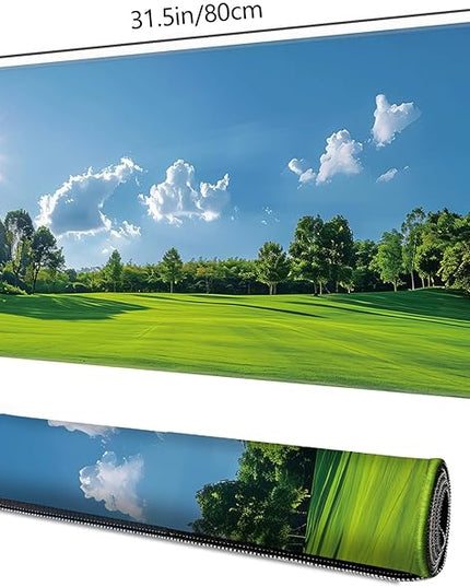 Galdas Gaming Mouse Pad XXL XL Large Long Extended Big Mousepad Non-Slip Rubber Keyboard Mouse Pad with Stitched Edges for Laptop Home Office (31.5x11.8x0.08 Inch) … (Grass)