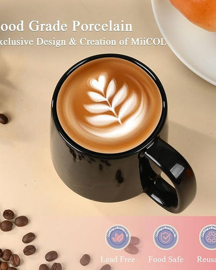 Miicol Ceramic Coffee Mug, 16 oz Large Coffee Cup, Tea Mug with Handle, Flat Bottom Mug for Men, Women, Office, Microwave and Dishwasher Safe, Multi-Color, Panda Black