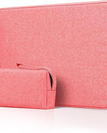 14 Inch Laptop Sleeve Case for 14-Inch MacBook Pro M1 M2 M3 M4 Laptop Computer Notebook, Slim Waterproof Polyester Carrying Case Padded Bag with Small Pocket, Pink