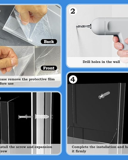 Acrylic Brochure Pamphlet Holder, 24 Clear Wall Mount Display Holders, Trifold Flyer Rack, Literature Storage Rack for Home, Offices, Waiting Room