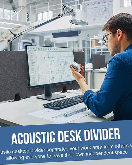 Yaomiao 4 Pack Acoustic Desk Divider Soundproof Desk Privacy Panel Freestanding Partitions Sound Absorbing Divider for Office Reduce Noise and Visual Distractions 47.3" x 16"(Dark Gray)
