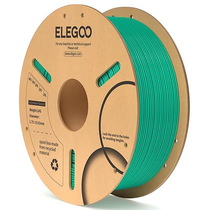ELEGOO PLA Filament 1.75mm Sea Green 1KG, 3D Printer Filament Dimensional Accuracy +/- 0.02mm, 1kg Cardboard Spool(2.2lbs) 3D Printing Filament Fits for Most FDM 3D Printers