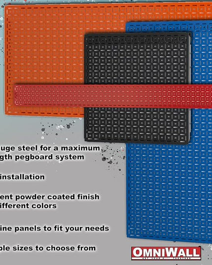 OmniWall Pegboard 2- Panel Side-By-Side Set 32-Inch Tall x 32-Inch Wide Metal Pegboard For Garage & Home Storage White