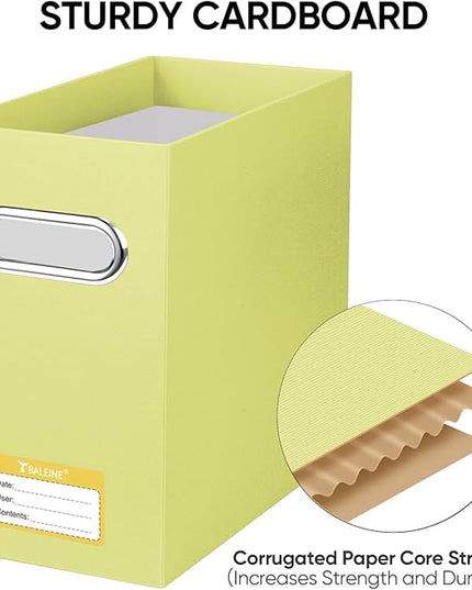 BALEINE File Organizer Box, Cardboard File Folder Organizer with Handle for Letter Size, Portable Collapsible Hanging Filing Box for Home Office Document Storage (2 Pack, Yellow)
