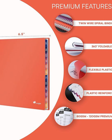 Ensight 2026 Appointment Book and Planner 6.5" x 8.5" Large Hourly Weekly Daily Schedule Book with Tabs, 30 Minute Time Slots, Peach Calendar Organizer Jan 2026–Dec 2026 Appointment Planner - Peach