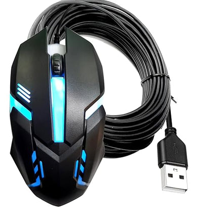 USB A 15FT Wired Mouse for Mac and Windows - 1600DPI Simple 3 Keys Wired Computer Mouse, Wired, Scroll Wheel Layout with Long Lines - Plug & Play for Laptops, PC Desktops, Laptops