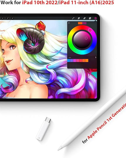 USB C Pencil Adapter for Apple Pencil 1st Generation, USB-C to for Lightning Pencils Charger Adapter Compatible with iPad 10th Gen, Type-C iPencil Dongle Connector Pair for iPad 10 to iPencil 1, 2Pcs