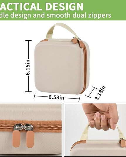 ALKOO Case Compatible with NIIMBOT B21 / Pro / B1 Label Maker Wireless Thermal Label Printer, Holder for Inkless Label Maker & Labeling Tapes Refills, with Mesh Pocket for Cable Accessories (Beige)