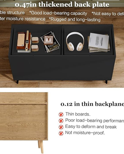 Chrangmay Modern Chest of Drawers with 6 Drawers,Deep Drawers,Clothes Organizer,Large Storage Cabinet for Living Room, Bedroom,Hallway,with Anti-Tipping Device,Black