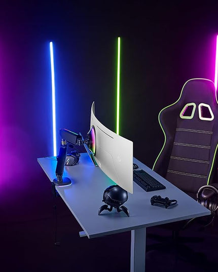 AVLT Single 27”-45” RGB Gaming Monitor Arm Desk Mount Built-in 20 Lighting Modes Touch Button Control Fits Flat/Curved/Ultrawide Screen Height Swivel Tilt Rotation Adjustable Stand -Black