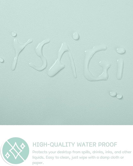 YSAGi Non-Slip Leather Desk Pad, Waterproof Laptop Computer Desk Keyboard Mat, Table Protector Blotter Mat, Large Mouse Pad for Office/Work/Home/Decor(Mint Green, 31.5" x 15.7")