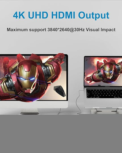 Battony USB-C to 4K HDTV Digital AV Adapter for MacBook Pro/Air, USB 3.0 5Gbps Date Transfer &100W PD & 50cm Braided Cable, Compatible for Mac Pro Air M1 M2 iMac and Other Type C Devices