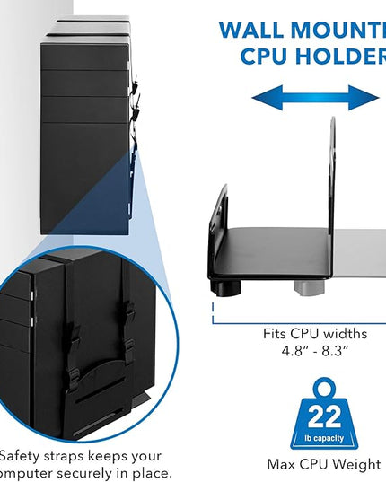 Mount-It! Wall Mount Workstation with Single Monitor Mount, Keyboard Tray and CPU Holder, Height Adjustable Full Motion Arms, Fits One 32 Inch Computer Screens