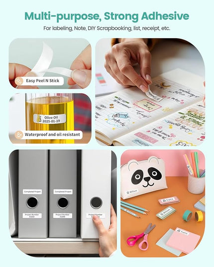 Phomemo D30 Luminous Label Tape, Black on Glow-in-The-Dark Labels, Strong Adhesion Self-Adhesive Standard Label Tape, Indoor Use, 14mm x 40mm (0.55x1.57) 120 Labels/Roll, 3-Roll