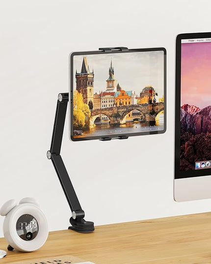 Houele Tablet Stand Holder, Adjustable Foldable Tablet Arm iPad Desk Mount with 360°Rotate Base, Phone Holder iPad Stand for Desk and Bed, Compatible with Tablets, Phones or Other 4-15.6" Device