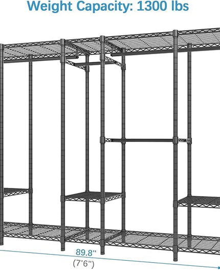 VIPEK V50 Extra Large Portable Closet Rack Bedroom Armoire Freestanding Wardrobe Closet, Heavy Duty Clothes Rack Multi-Functional Metal Clothing Rack for Hanging Clothes, Max Load 1300lbs, Black