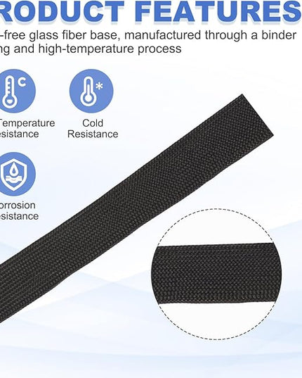 uxcell Insulation Cable Protector,40mm/1.57 Inch-5m/16 Feet High Temp Fiberglass Sleeve Black