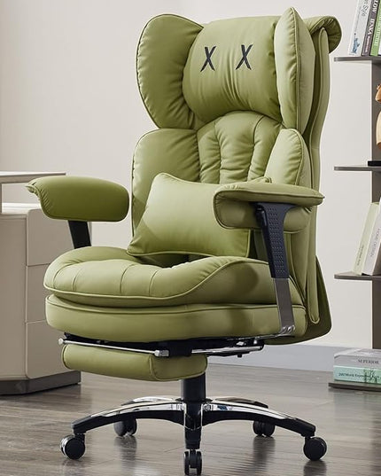 Efomao Big and Tall Office Chair with Footrest – High Back Computer Chair with Adjustable Armrests，Executive Office Chair with Wide Seat, Modern Desk Chair for Home Office, Gaming, or Study, Green