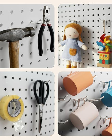 50 Pack 2 Inch Metal Pegboard Hooks, Fit 1/4 in and 1/8 in Peg Board Organizer Accessories, for Hanging Storage, Garages, Tool Sheds, Basements