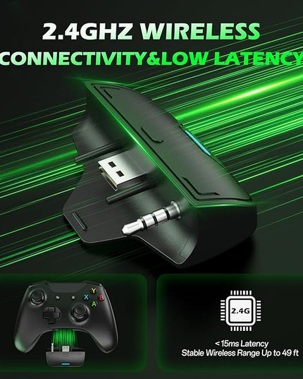 BINNUNE Wireless Gaming Headset for Xbox Series X/S, Xbox One, PS5, 120H Ultra-Long Battery, Bluetooth 5.3 Gaming Headphones with Noise-Canceling Mic, Comfortable Over-Ear Headphones,Green
