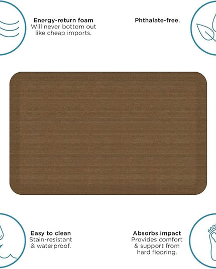 NewLife by GelPro Anti-Fatigue Designer Comfort Kitchen Floor Mat, 20x32”, Grasscloth Khaki Stain Resistant Surface with 3/4” Thick Ergo-Foam Core for Health and Wellness