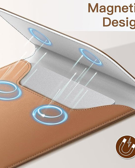 JETech Slim Laptop Sleeve for MacBook Air 13-Inch (M4/M3/M2) 2022-2025, MacBook Pro 13-Inch (M2/M1) 2016-2022, PU Leather Case (Brown)
