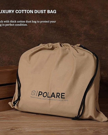 Polare 17'' Napa Leather Briefcase Laptop Attache Case Messenger Bag For Men Fits 15.6'' Laptop