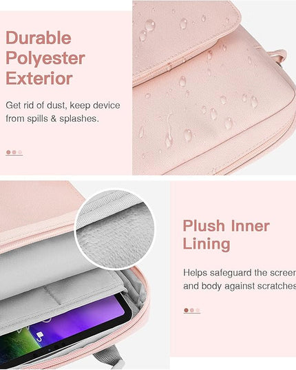 MoKo 9-11 Inch Tablet Sleeve Bag Handle Carrying Case with Shoulder Strap Fits New 11-inch iPad Pro M4/iPad Air M2, iPad 10th 10.9, iPad 9/8/7th 10.2, iPad Air 5/4th 10.9, Tab S8/S9 11, Pink