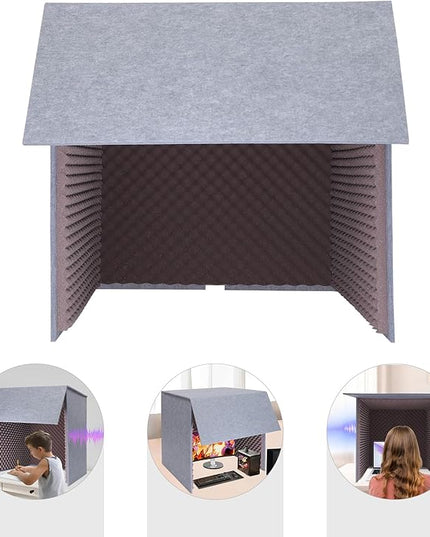 Desktop Soundproof Cover, Portable Vocal Recording Booth Isolation Booth Small Music Recording Studio Vocal Sound Absorbing Shield Sound Proof Foam Panels for Offices,Home,Recording Studios (Purple)